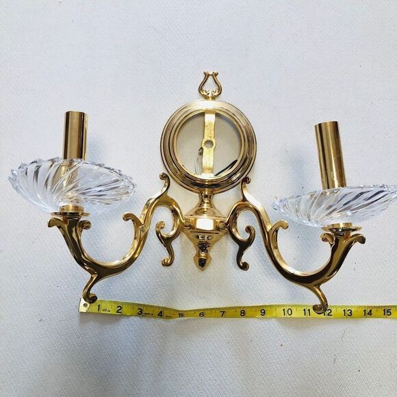 Vintage Elegant Solid Brass  Wall Sconce with Crystal Rosette - Picture 5 of 8